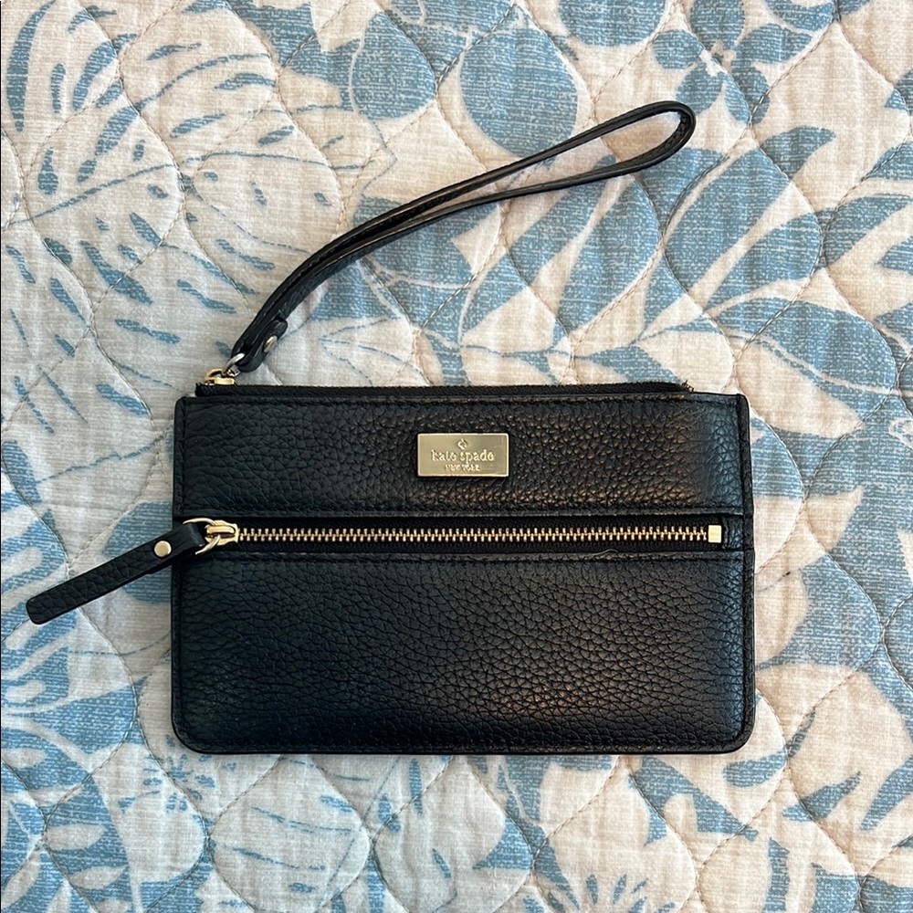 Kate Spade Black Pebbled Leather Wristlet